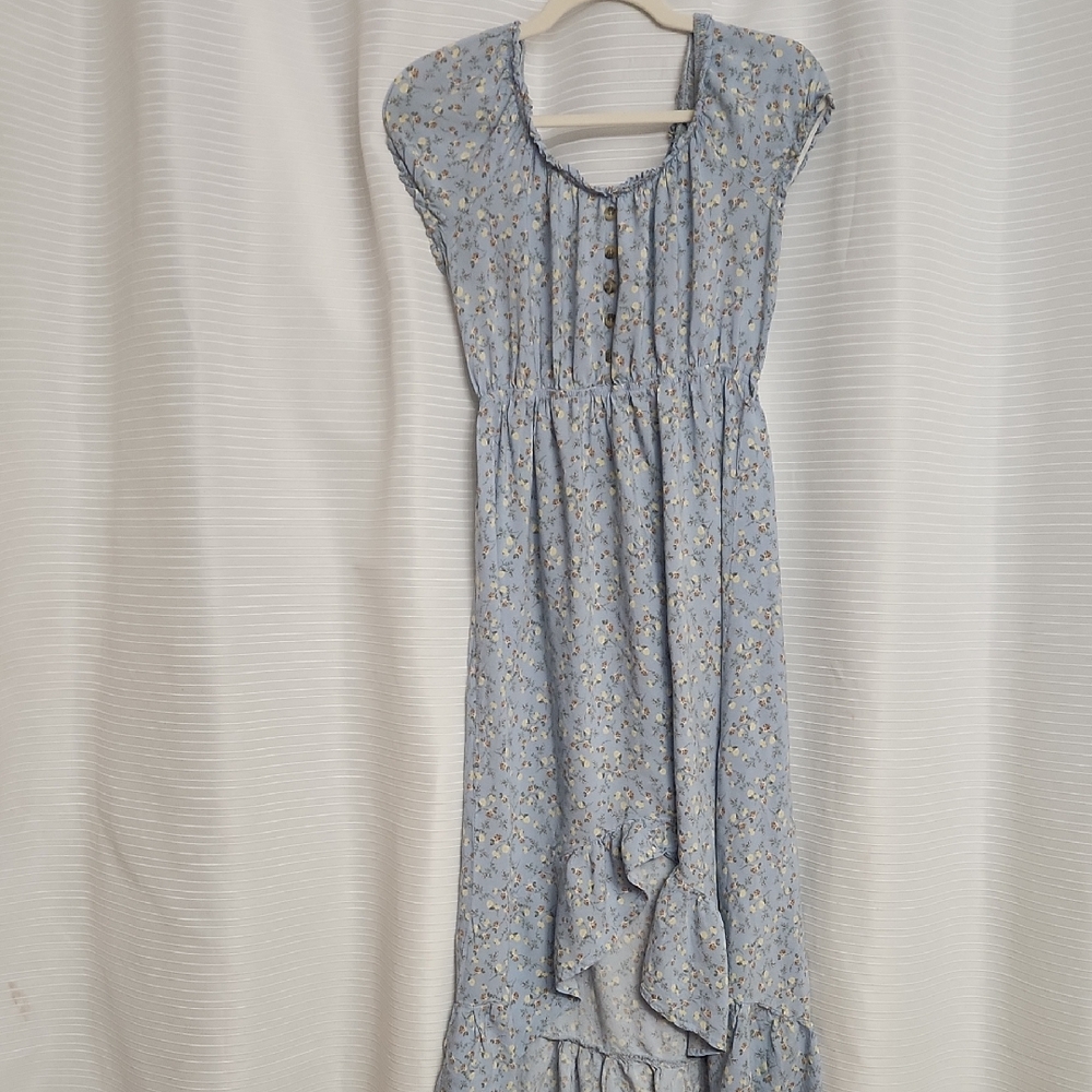 High-Low Blue Floral Dress